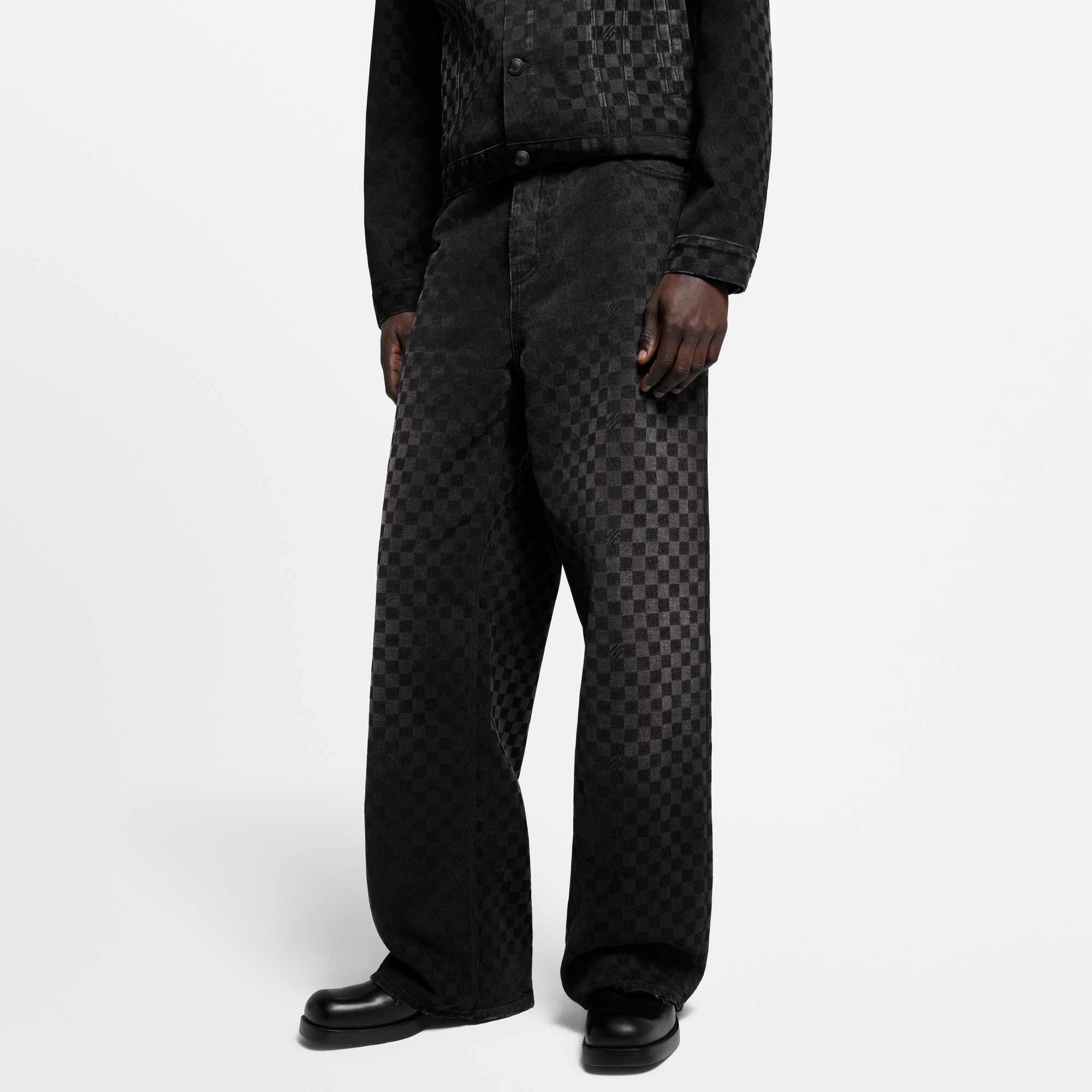 Flocked Damier Denim Wide-Leg Pants - Men - Ready-to-Wear